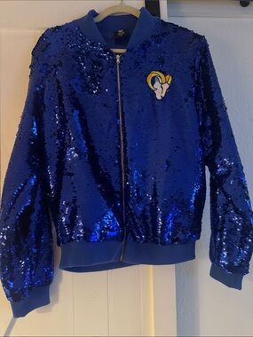 NFL TEAM Apparel- LA Rams Blue Sequin Bomber Jacket